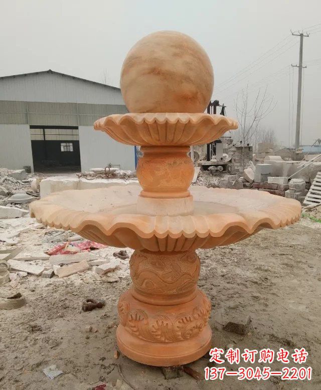 海南招财双层风水球石雕