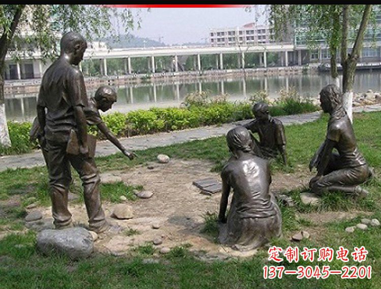 海南铸铜老师和学生雕塑