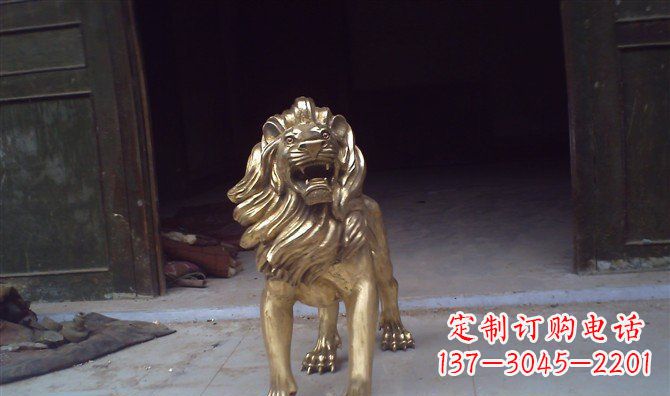 海南铸铜狮子西洋狮子铜雕