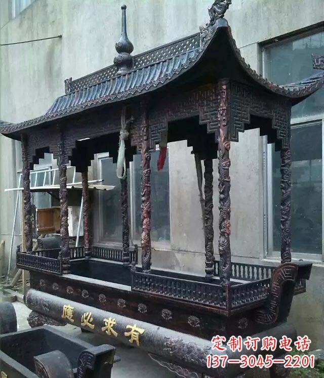 海南铸铜寺庙香炉铜雕 (2)