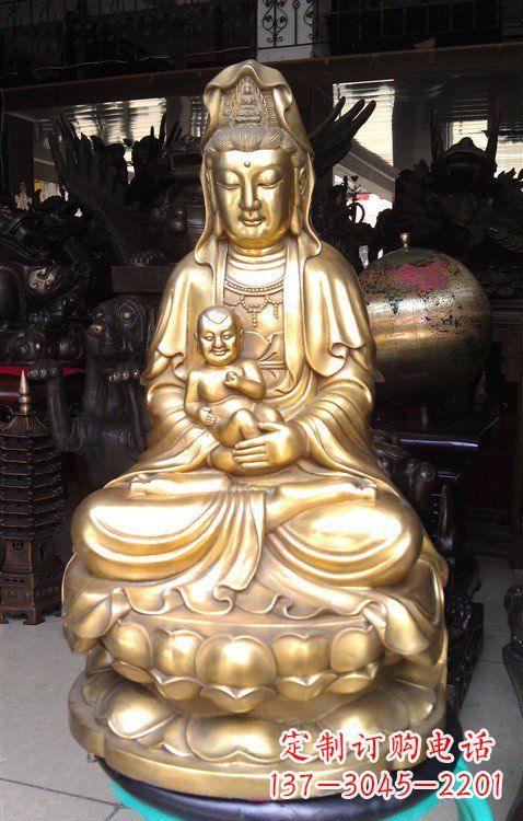 海南铸铜送子观音雕塑