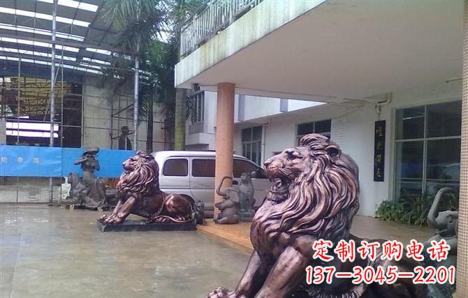 海南紫铜西洋狮子铜雕