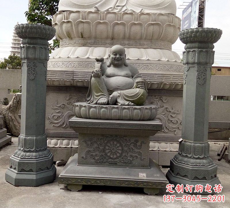 海南宗教庙宇如意弥勒佛石雕