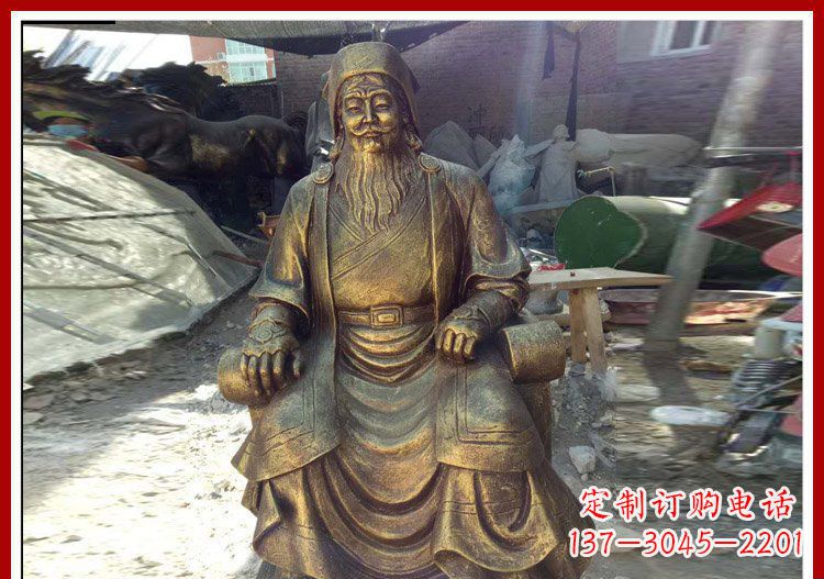 海南坐式成吉思汗铜雕