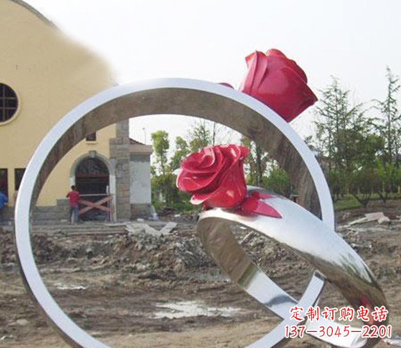 海南广场景观不锈钢戒指雕塑