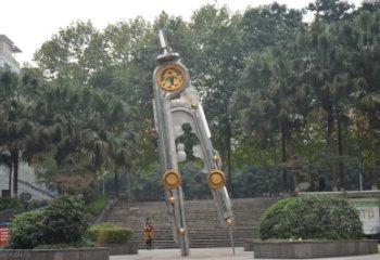 海南圆规雕塑-不锈钢广场创意圆规雕塑